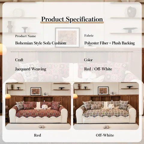 Bohemian Geometric Jacquard Sofa Cover Non-slip Polyester Couch Cushion With Tassels Ethnic Style Decorative Sofa Towel For Home