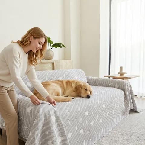 Nordic 3-Layer Gauze Throw Blanket Breathable Soft Air Sofa Cover For Living Room Bedroom Grey Leaf Pattern Multi-Purpose Summer Cooling Blanket
