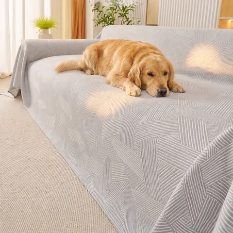 European Pet Sofa Cover Three-Layer Gauze One-Piece Furniture Protector Nordic Geometric Printed Sofa Towel Blanket Living Room