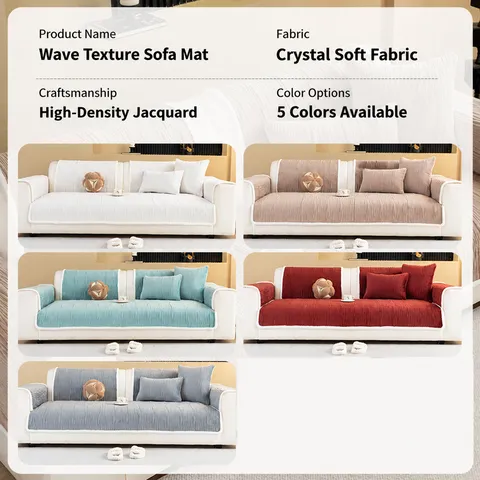 Crystal Velvet Sofa Cushion Modern Striped Jacquard Furniture Protector Anti-Slip Thick Warm Sofa Cover For Living Room Universal Decor