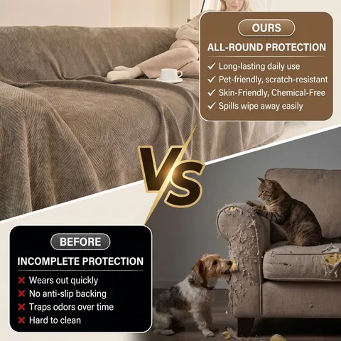 Chenille Herringbone Sofa Cover Fringe Solid Color Sofa Towel Water Resistant Furniture Protector For Pets Living Room Decorative Blanket