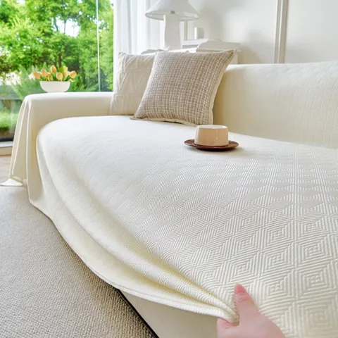 Eisseide Kühlender Sofaüberwurf Jacquard Diamantmuster Rutschfeste Waschbare Sofahülle Für Wohnzimmer Heimmöbel Dekor