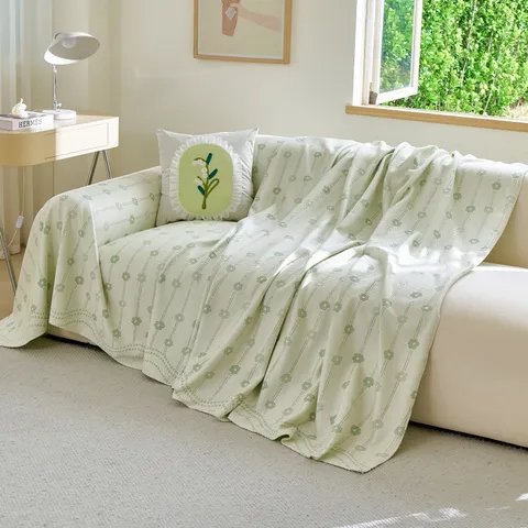 Summer Cooling Sofa Cover Knitted Ice Silk Sofa Mat Washable Minimalist Floral Pattern Anti-Slip Furniture Protector For Living Room