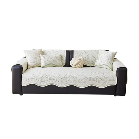 Summer Cooling Silk Sofa Cover Simple Modern Geometric Texture Non-Slip Sofa Pad For Living Room Furniture Protector Cooling Mat