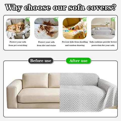 Nordic Herringbone Sofa Cover Throw Blanket Three-layer Gauze Geometric Slipcover For Living Room Couch Protector Decorative Tapestry