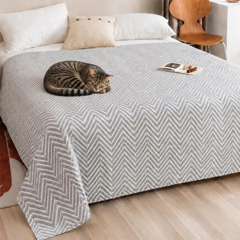 Simple Modern Three-layer Gauze Air Jacquard Herringbone Sofa Throw Blanket Soft Breathable Multi-purpose Cover For Home Office