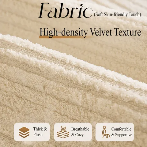Cream Style Plush Sofa Cushion Solid Color Minimalist Wave Texture Three-Dimensional Jacquard Thickened Non-Slip Mat Type Cover For Sectional Sofa Living Room Decor