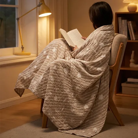 Cotton Gauze Sofa Cover Throw Blanket Leaf Pattern Breathable Anti-Cat Scratch Sofa Towel Washable Air Blanket For Living Room