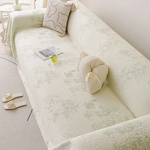 Copridivano a Maglia Raffreddante Stile Nordico Stampa Floreale Botanica Fodera Traspirante Lavabile Coperta Protettiva