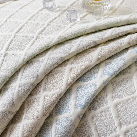 Summer Cooling Ice Silk Sofa Cushion Knitted Diamond Grid Non-Slip Sofa Cover Breathable One-Piece Washable Couch Pad Protective Mat