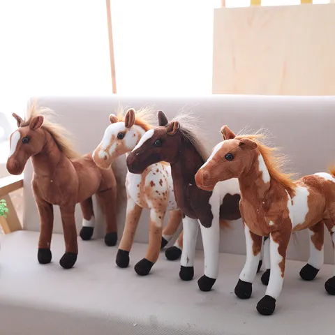 Cute Realistic Horse Plush Toy Stuffed Animal Simulation Horse Doll Soft Home Decor Kids Companion Toy Gift