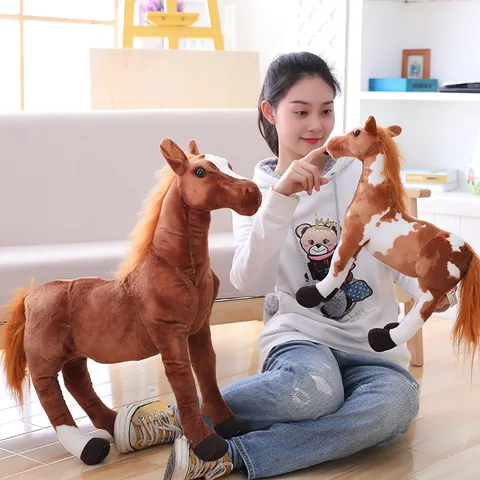 Cute Realistic Horse Plush Toy Stuffed Animal Simulation Horse Doll Soft Home Decor Kids Companion Toy Gift
