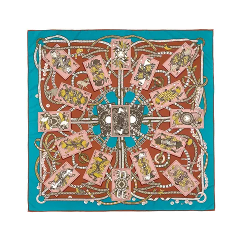 Retro Satin Quadratischer Schal Damen Geometrischer Gedruckter Seidengefühl Leichter Halstuch Für Mode Alltag