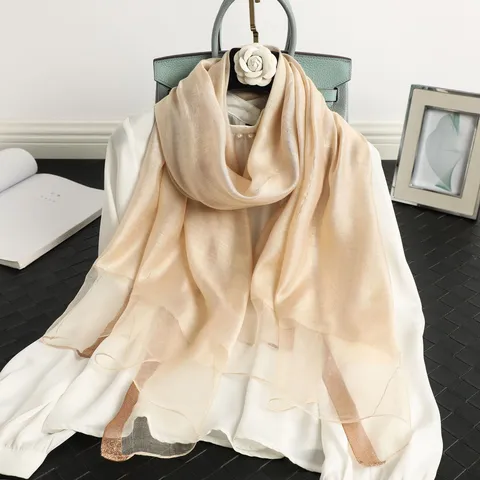 Womens Elegant Mulberry Silk Wool Blend Scarf Autumn Spring Fashion Grid Shawl Soft Warm Long Scarves Ladies Daily Wear