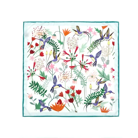 Pañuelo Cuadrado de Satén de Moda para Mujer Estampado Floral Vintage Pañuelo de Cabeza y Cuello Decorativo