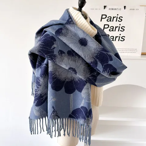 Herbst Winter Ethnischer Stil Botanische Blumen Kernspinnfaser Quaste Mode Damen Imitation Kaschmir Warmer Schal Tuch