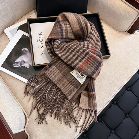 Winter Klassischer Karierter Schal Für Damen Herren Verdickter Warm Langer Umhang Weich Lässiger Mode Halsbekleidung
