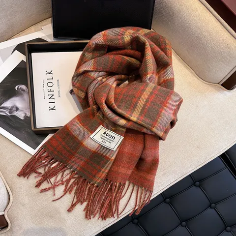 Damen Winter Warm Karo Schal Klassischer Quasten Langer Schal Weicher Casual Karierter Hals Schal Mode Tägliche Accessoires