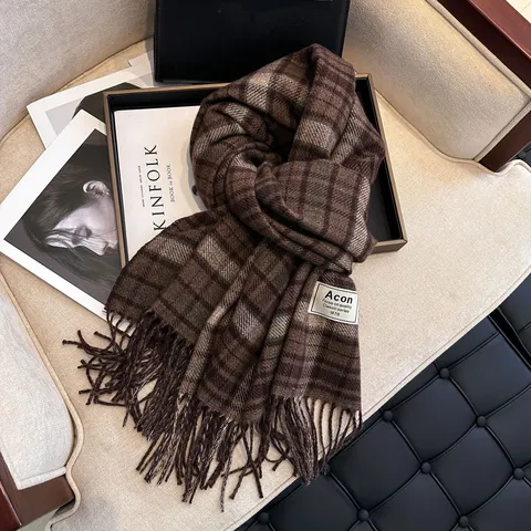Damen Winter Warm Karo Schal Klassischer Quasten Langer Schal Weicher Casual Karierter Hals Schal Mode Tägliche Accessoires