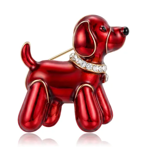 Cartoon Emaille Ballon Hund Brosche Für Damen Legierung Strass Tier Revers Anstecknadel Minimalistisch Pet Hund Schmuck Geschenk Rot Blau