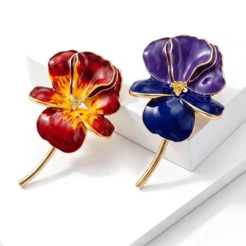 Broche de Flor de Iris de Esmalte Vintage Para Mujeres Aleación Aceite de Gota Corsage Botánico Pin Moda Vestido Traje Accesorio Joyería Regalo