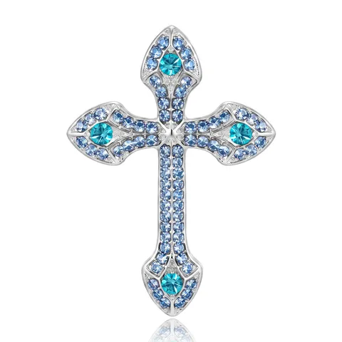 Vintage Legierung Strass Kreuz Brosche Gothik Luxus Kristall Anzug Reversnadel Bekleidungszubehör Für Damen Modeschmuck