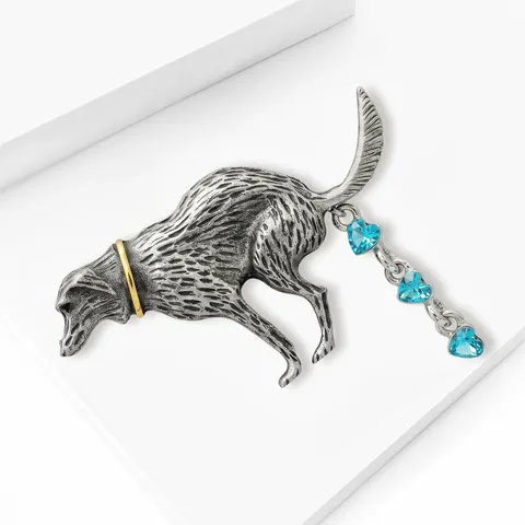 Kreative Süße Emaille Hund Brosche Für Damen Herren Vintage Legierung Tier Reversnadel Mit Herz Strass Mode Accessoire Geschenk