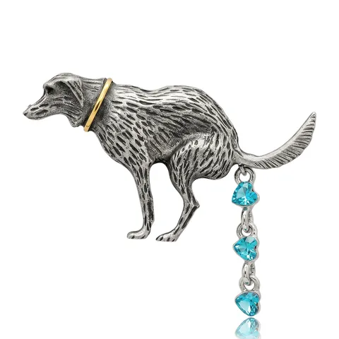 Kreative Süße Emaille Hund Brosche Für Damen Herren Vintage Legierung Tier Reversnadel Mit Herz Strass Mode Accessoire Geschenk