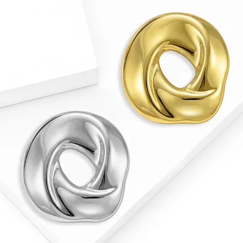 Fashion Stainless Steel Twisted Ring Brooch For Men Women Minimalist Geometric Shirt Collar Pin Accessory Gold Silver