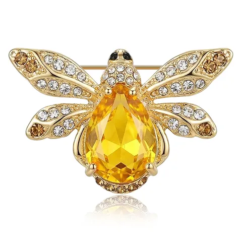 Luxury Alloy Rhinestone Bee Brooch Personalized Unisex Animal Shape Insect Lapel Pin Fashion Rhinestone Brooch For Suit Clothing Decoration