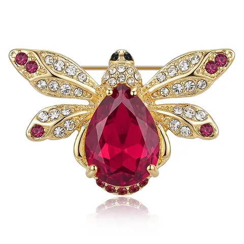 Luxury Alloy Rhinestone Bee Brooch Personalized Unisex Animal Shape Insect Lapel Pin Fashion Rhinestone Brooch For Suit Clothing Decoration