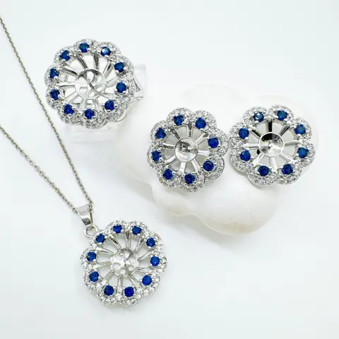 Vintage Blume Schmuck Set Vergoldetes Kupfer Süßwasserperle Strass Floral Anhänger Ohrringe Ring DIY Schmuck Zubehör Damen