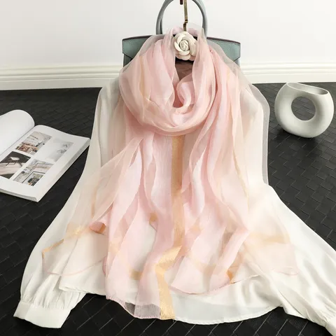 Damen Herbst Winter Seide-Wolle-Mischung Schal Mode Gestreifter Langer Schal Eleganter Casual Warmer Halsschal Tägliches Pendeln