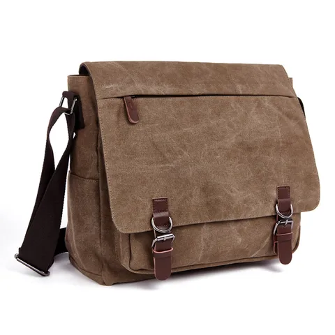 Ανδρική Vintage Canvas Messenger Bag Casual Crossbody Shoulder Bag Multi-Pocket Business Laptop Bag Retro Travel Satchel