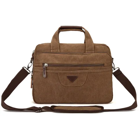 Borsa da Lavoro in Tela da Uomo Borsa per Laptop Vintage Casual Borsa a Tracolla Multitasche