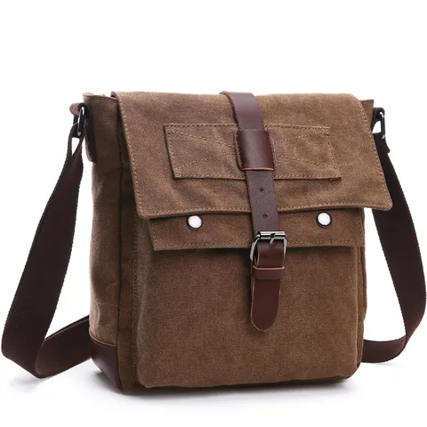 Ανδρική Τσάντα Χιαστί από Καμβά Vintage Casual Messenger Bag Τσάντα Ώμου με Πολλαπλές Τσέπες Για Επαγγελματικά Ταξίδια Καθημερινά