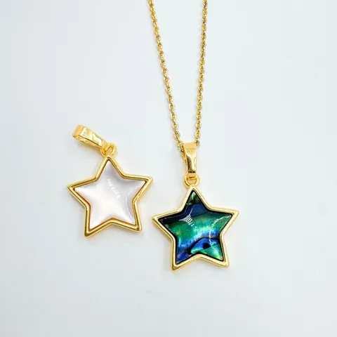 Ciondolo a Stella e Goccia d'Acqua in Rame Placcato Oro 18K con Conchiglia Naturale e Strass Gioielli Fai-da-te per Donna