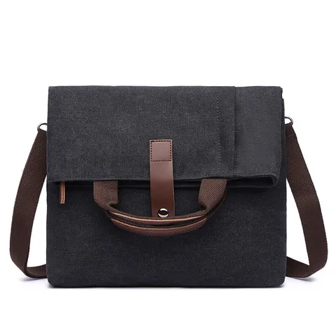 Borsa a Tracolla Retro in Tela da Uomo Casual Antifurto Borsa a Spalla Tinta Unita Vintage Messenger Bag Giornaliero