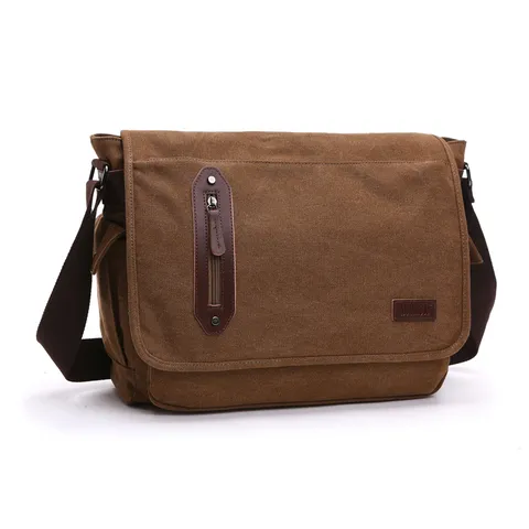 Andriki Vintage Tsanta Tachidiou apo Kamvas Casual Retro Crossbody Omou Tsanta Me Polles Tsepes Scholeio