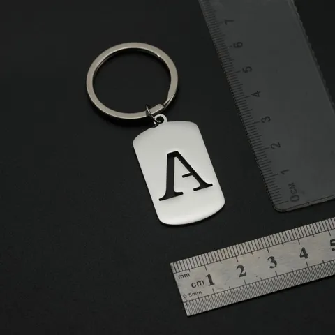 Stainless Steel 26 English Letters Military Tag Keychain Personalized A-Z Alphabet Key Ring Backpack Pendant For Men Women Jewelry