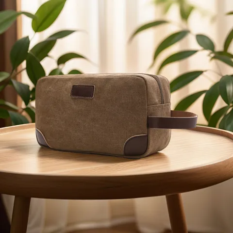Casual Τσάντα Καλλυντικών από Καμβά Unisex Μονόχρωμη Φόρητη Θήκη Καλλυντικών Ταξιδιού Organizer Μακιγιάζ Τσάντα Αποθήκευσης με Φερμουάρ