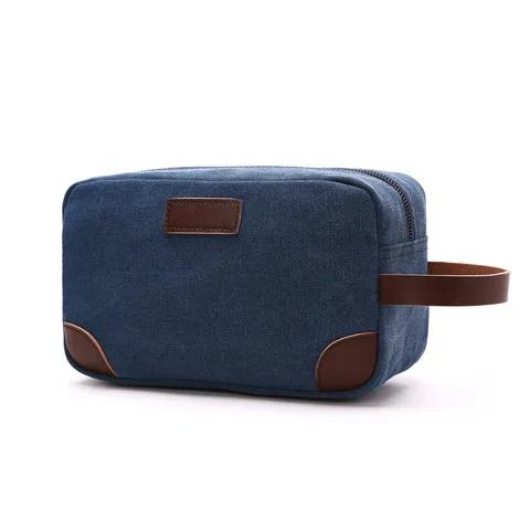 Casual Τσάντα Καλλυντικών από Καμβά Unisex Μονόχρωμη Φόρητη Θήκη Καλλυντικών Ταξιδιού Organizer Μακιγιάζ Τσάντα Αποθήκευσης με Φερμουάρ