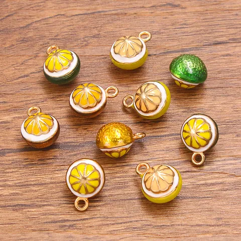 3D Orange Fruit Pendants Zinc Alloy Enamel Drip Oil Charms For DIY Jewelry Making Bracelet Necklace Accessories For Women