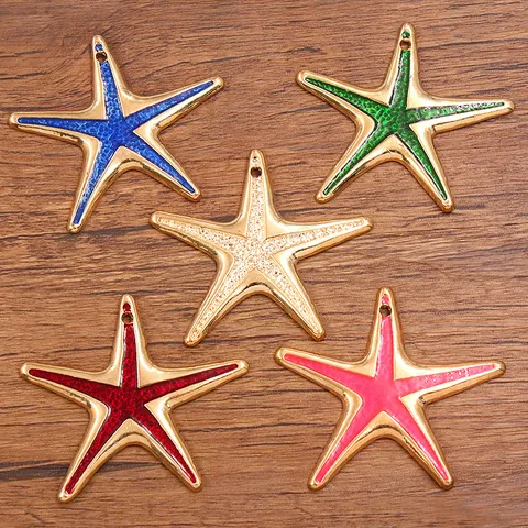 Ciondolo a Stella Marina in Lega Grande Stella Marina Smalto Charm per Fai da Te Accessori per la Creazione di Gioielli Moda Oceano Tema Accessorio Donna Gioiello