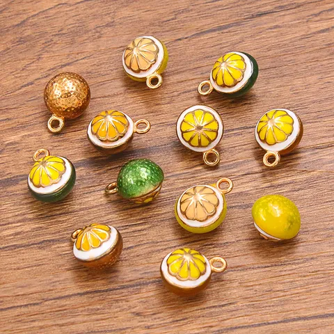 3D Orange Fruit Pendants Zinc Alloy Enamel Drip Oil Charms For DIY Jewelry Making Bracelet Necklace Accessories For Women