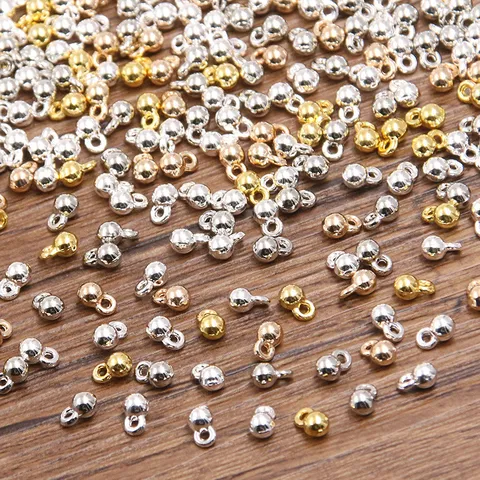 DIY Schmuckherstellung Runde Perlen Legierung Charms Mit Aufhängeschleife Gold Silber KC Gold Für Handgefertigte Armband Halskette Kette