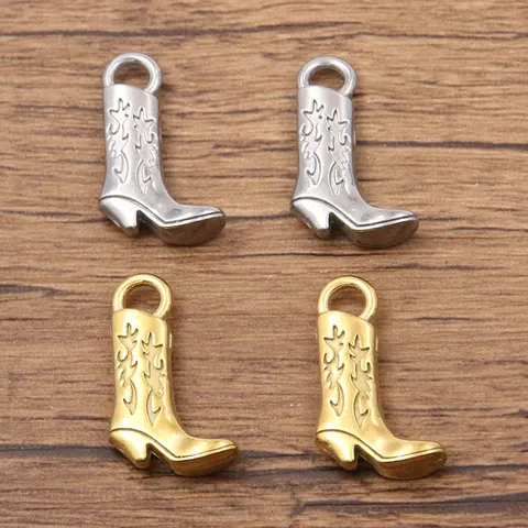 Ciondoli da Stivale Alto in Acciaio Inossidabile Galvanico Pendente da Stivale da Cowboy per Fai da Te Orecchini Collana Componenti Gioielli