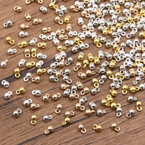 DIY Schmuckherstellung Runde Perlen Legierung Charms Mit Aufhängeschleife Gold Silber KC Gold Für Handgefertigte Armband Halskette Kette