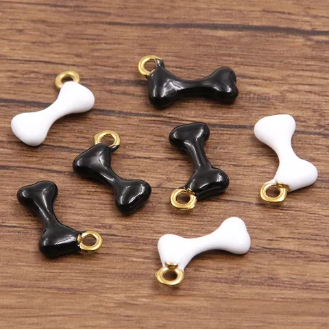 Edelstahl Knochen Anhänger Emaille Tropföl Charms Für DIY Halskette Armband Schmuckherstellung Zubehör Kleine Knochen Schmuck Erkenntnisse