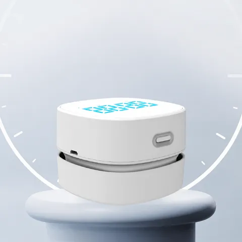 Mini Desktop Vacuum Cleaner Cordless Dust Sweeper LED Digital Alarm Clock USB Rechargeable Home Office Cleaning Tool